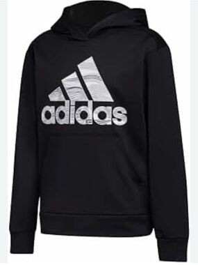 Adidas Kids Black Hoodie Sweatshirt White Logo Youth Medium 11-12Y